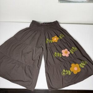 Luna Claire Brown Embroidered Culotte Goucho Pants Women's One Size Bloomers